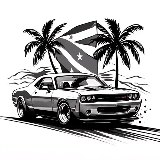 Puerto Rico Street Racing Car Speeding Include Flag