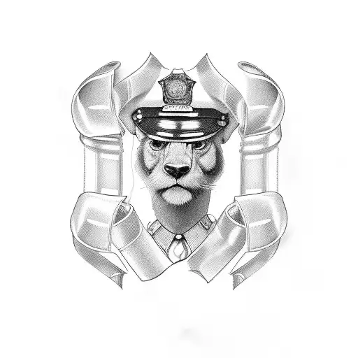 Police Officer With Thin Blue Line Ribbon