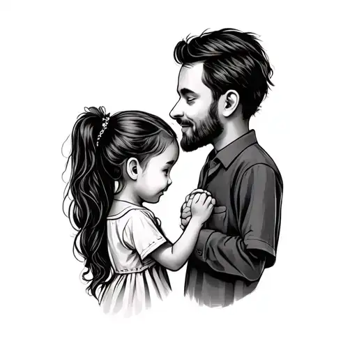 Older Dad And Young Daughter Holding Hands