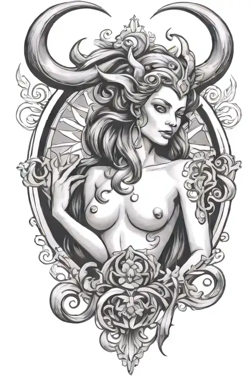 Feminine Evil Zodiac Signs Horned Aquarius Zodiac Sign