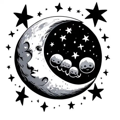 Mother Moon And Three Baby Stars