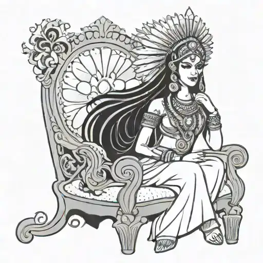 Beautiful Indian Princess On Throne