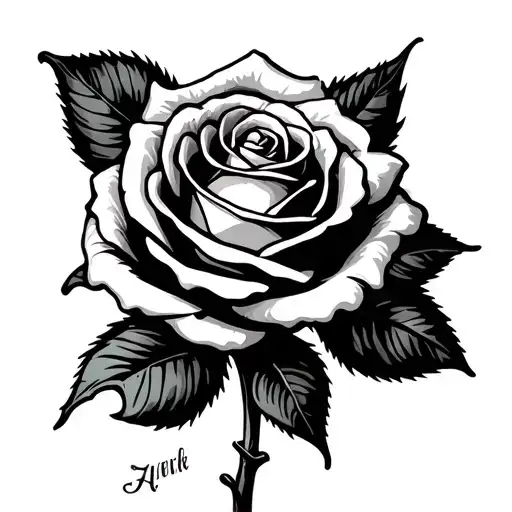 Rose With Type Written In The Stem