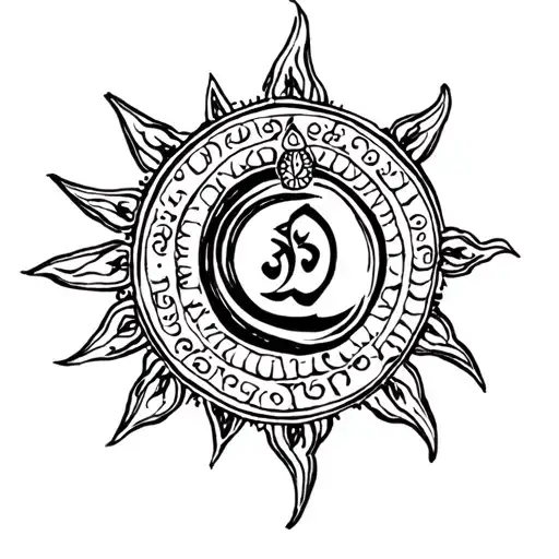 Gada In Sudarshan Chakra With Line Sab Sukh Lahe Tumhari Sarna