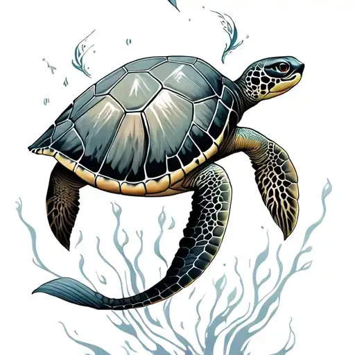 Ocean Mermaid Sea Turtle Swimming