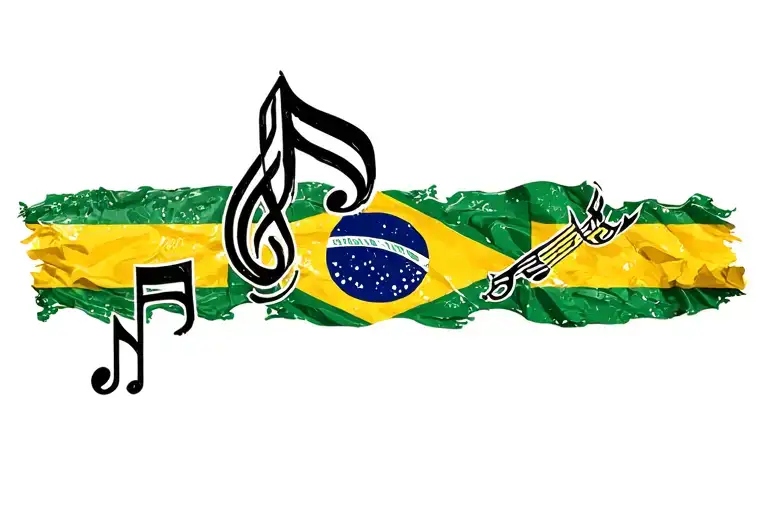 Brazil Carnaval Flag Music Note Intertwined