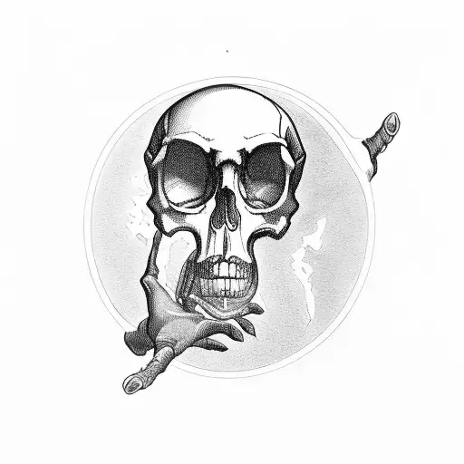 Hourglass With Skull Hand Pulling One Side And Human Hand Pulling The Opposite Way