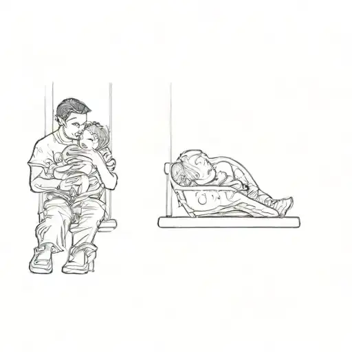 A Man And A Baby In A Swing