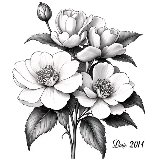 Cyclamen And Peonie Flowers With Date