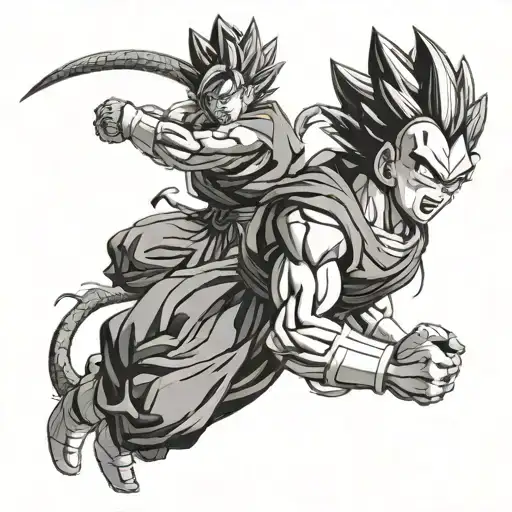 Combine Elements Of Technical Writing Tools With Dragon Ball Super Characters In A Tattoo Design