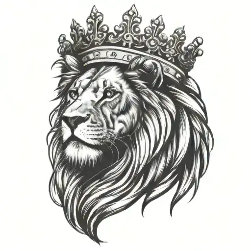 Lion With Crown Looking Straight