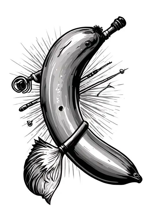 Fishing Rod Pulling In A Banana