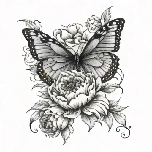 Crown Butterfly Peony Flower Intertwined