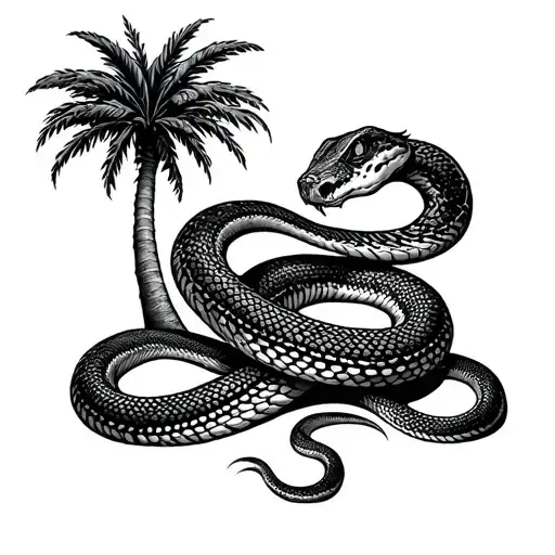 Palmtree And Snake Slithering