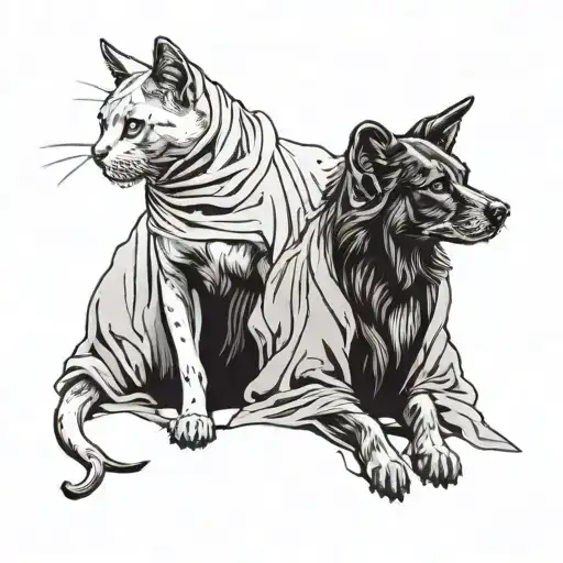 Cat And Dog Wearing Sheets Like Ghosts With Taaka