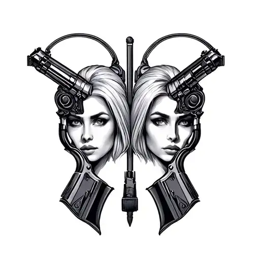 Female Gemini Twins Holding Guns