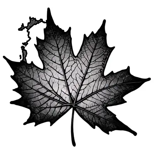 Maple Leaf With Trinidad Map Outline