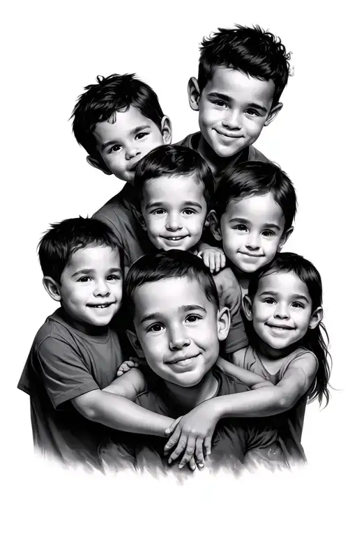 Dad And 5 Children Surrounded