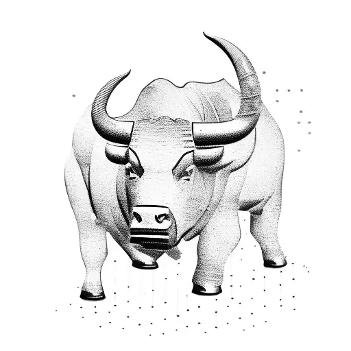 An Abstract Representation Of A Bull Made Entirely Of Stock Market Ticker Symbols