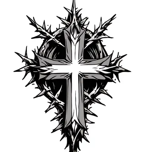 Cross With Crown Of Thorns For Women Side Of Fore Arm