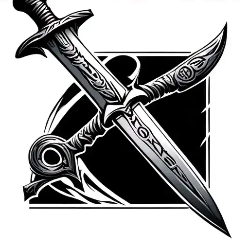 Viking Sword With Runes In Straight Line