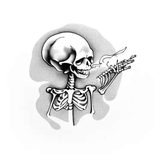 Skeleton Smoking A Joint With Mushrooms