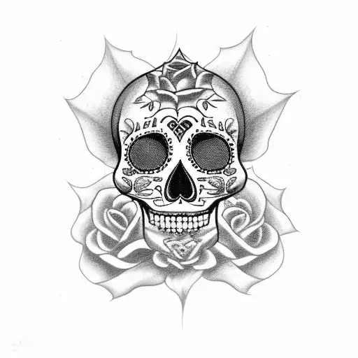 Sugar Skull On Cempazuchil