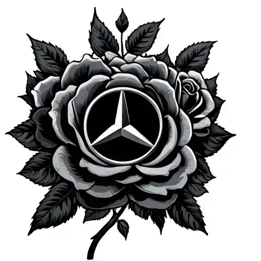 Mercedes Benz Symbol With Roses