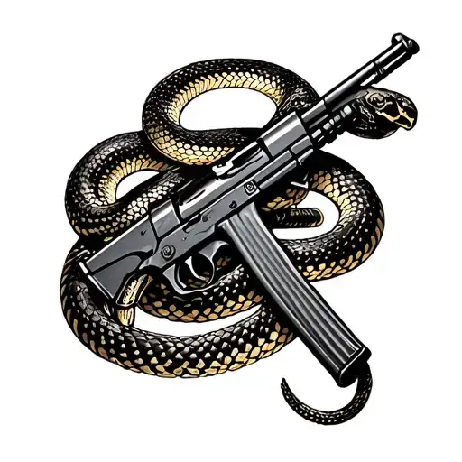 Ak 47 With A Snake Wrapped Around It