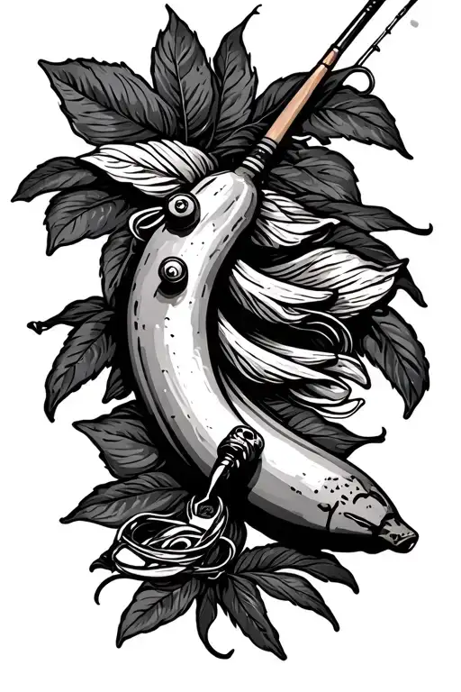 Fishing Rod Reeling In A Banana