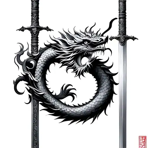 Chinese Dragon Wrapped Sword
