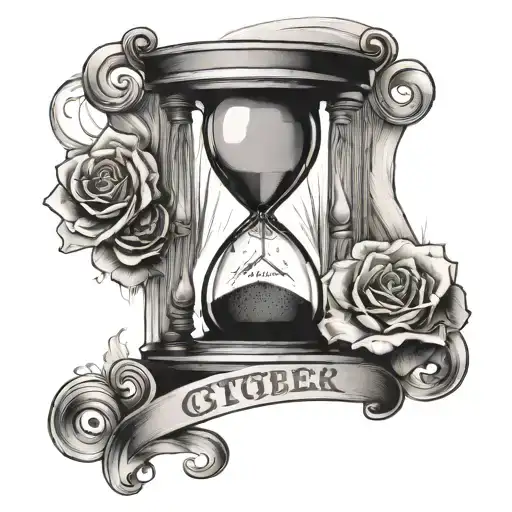Hour Glass With October 23 1984 In Roman Numerals