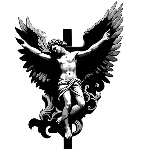 Crucifix Angel Stylized With Details