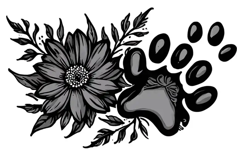 Flower And Dog Paw Print