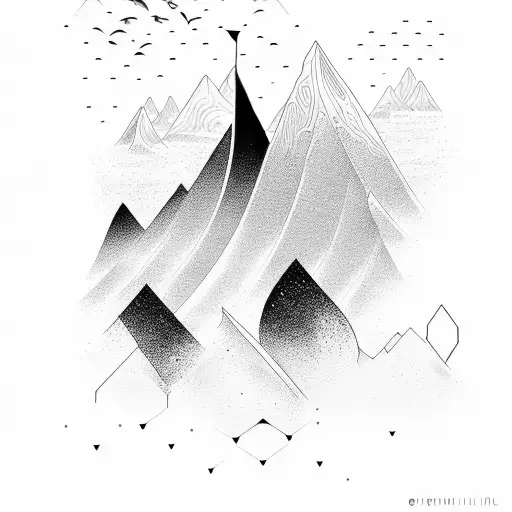 Minimalist Waves And Sunset In A Black-grey Style