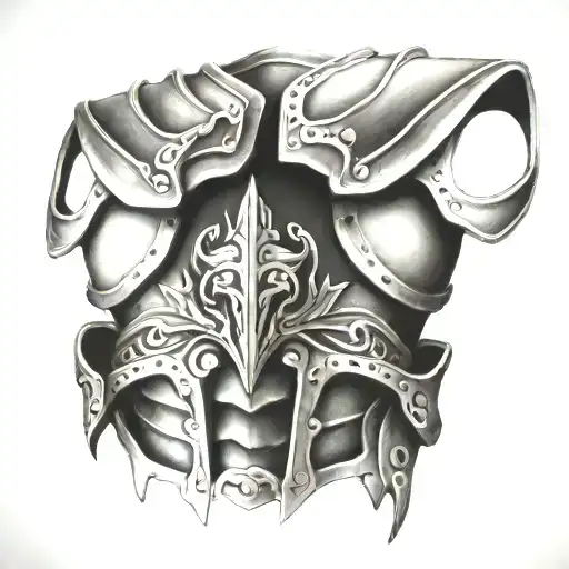 Shoulder Armor Tattoo Design Combining Elements