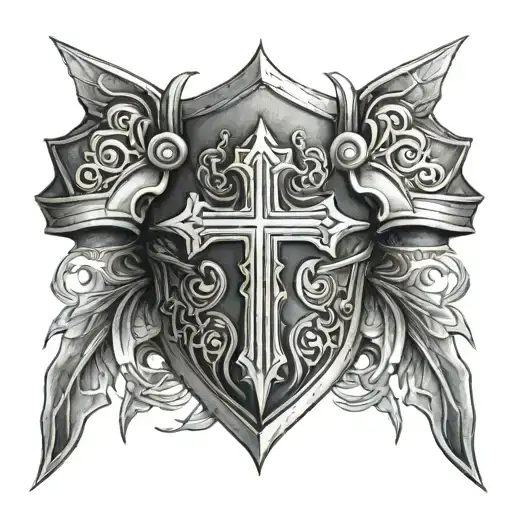 Shoulder Armor Tattoo Cross