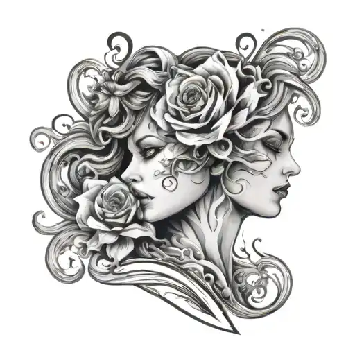 Floral Tornado Forming In Woman Face