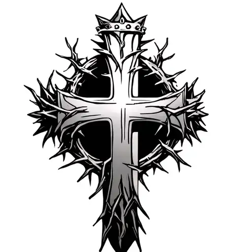 Cross With Crown Of Thorns For Women Side Of Fore Arm