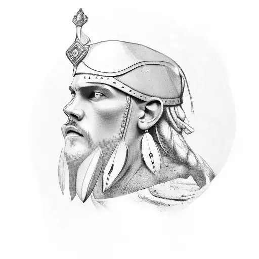 Portrait Of Germanic Tribesman Facing Forward