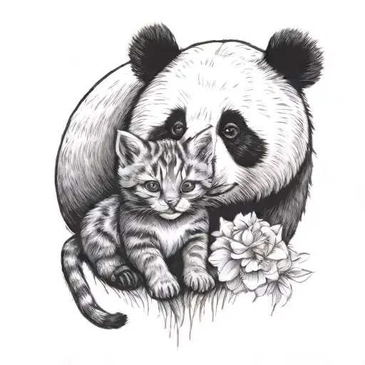 Panda And Kitten