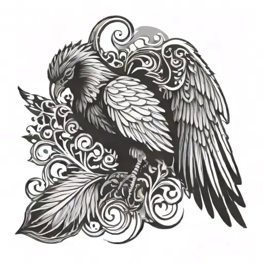 Edgerunner Symbol With Half Black Half White Wings Attached
