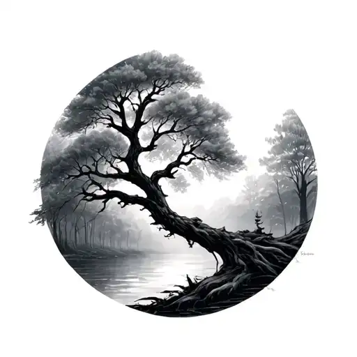 Willow Tree And Mist