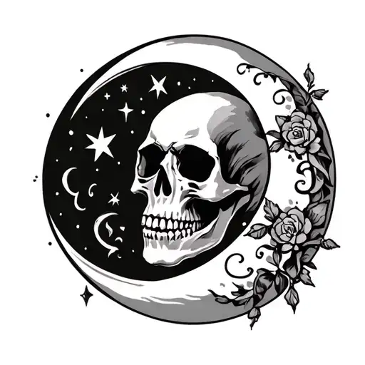 Skull And Crescent Moon