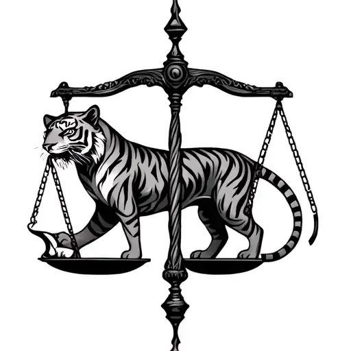 Libra Scale With Fire Tiger