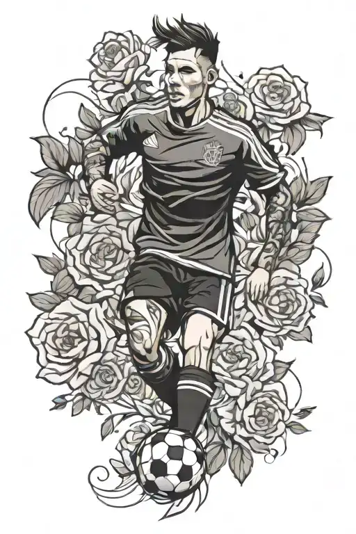 Soccer Player With Flowers Around