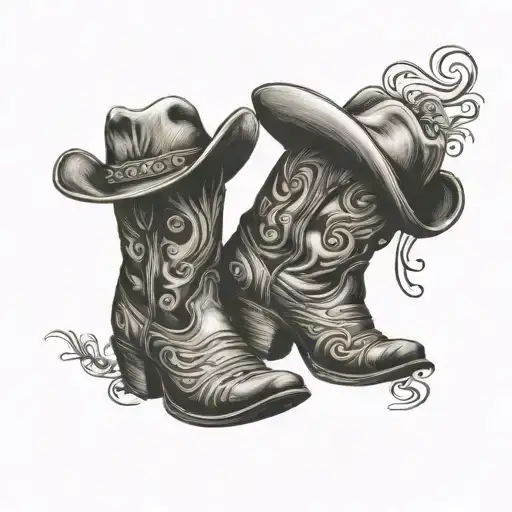 Cowboy Boots Shaded Dancing Together