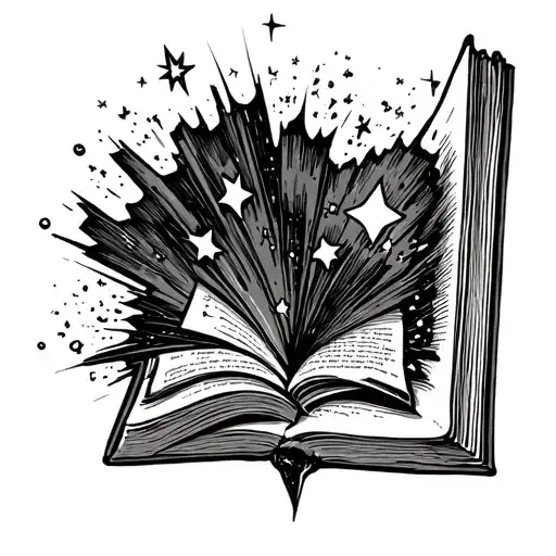 Open Book With Exploding Stars
