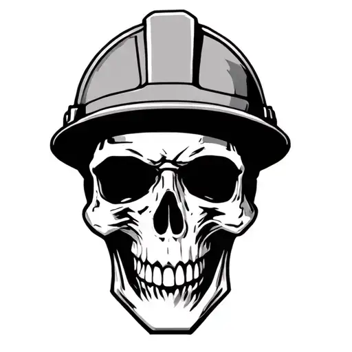 Skull With Hardhat Working In Tunnel Made