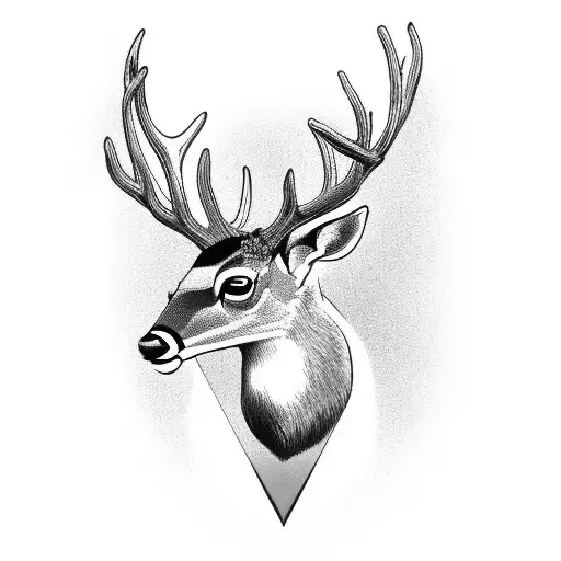 Male Deer With A Halo Behind It And An Arrow Through The Neck